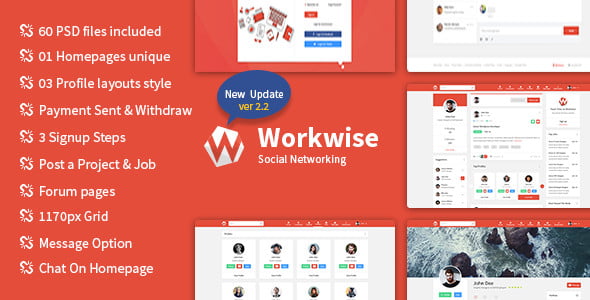 Workwise - The Freelancer And Social Networking HTML Template