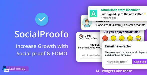 SocialProofo - 14+ Social Proof & FOMO Notifications for Growth (SaaS Ready)